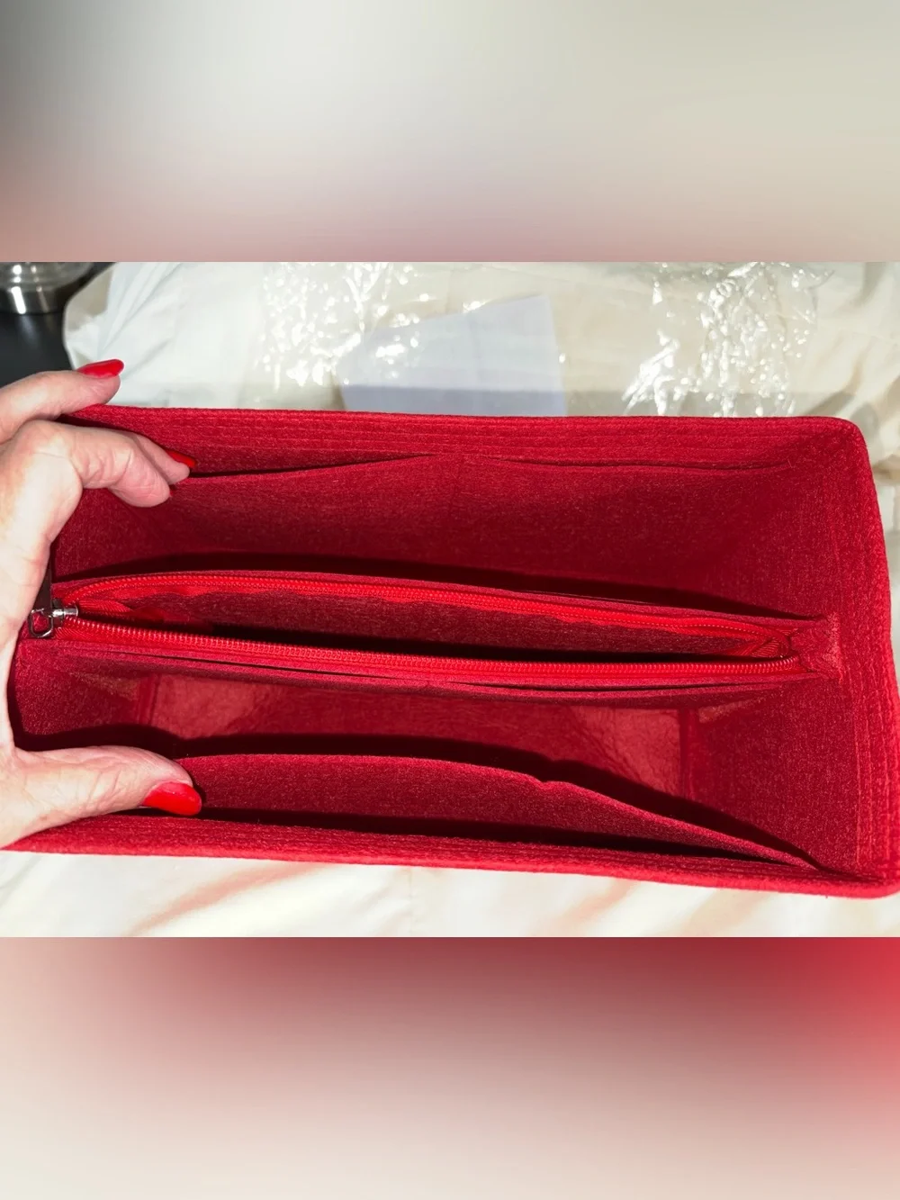 Red Felt Tote Organizer Insert - Home Storage & Organization